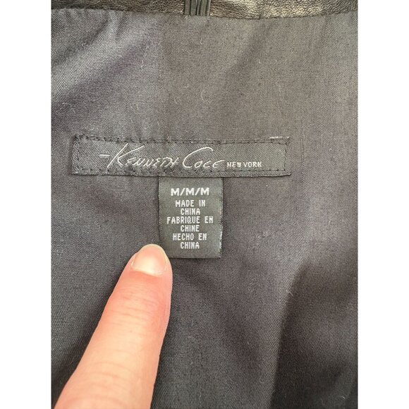 Kenneth Cole Black Leather Bomber Jacket, Men's Sz Medium - Picture 4 of 8